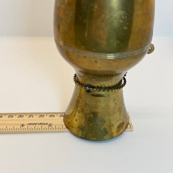 VTG Brass Bud Vase Cord Accent Mid Century Modern Tapered Patina India Decor 7" - Picture 9 of 9